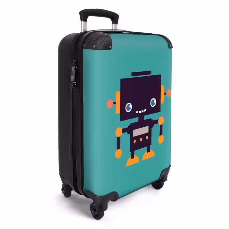 Suitcase - Pixel robot green — 4