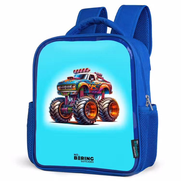 Kids backpack - Blue - Monster Truck on Light Blue Background — 3