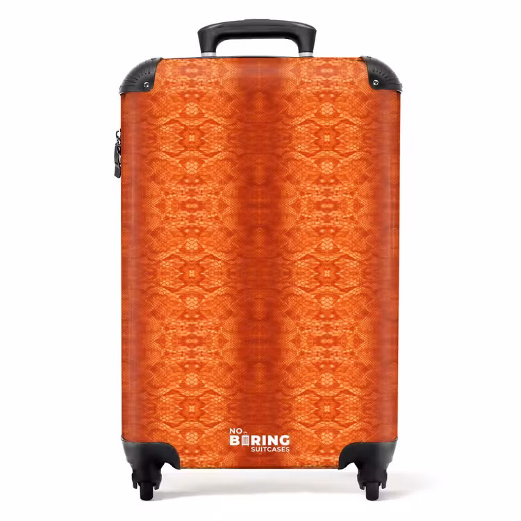 Suitcase - Orange snakeskin with symmetrical scale structure — 1