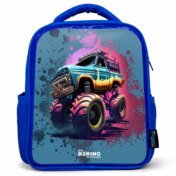 Kids backpack - Blue - Monster Wheels — 1