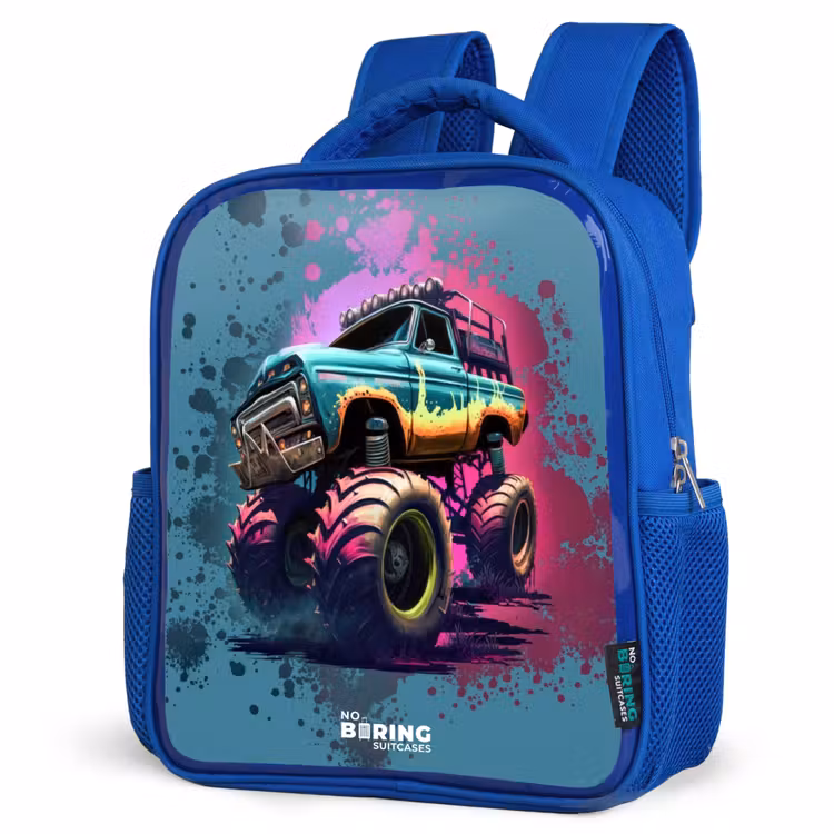 Kids backpack - Blue - Monster Wheels — 3