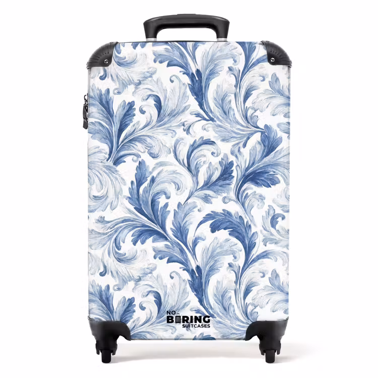 Suitcase - Baroque leaves pattern blue — 1