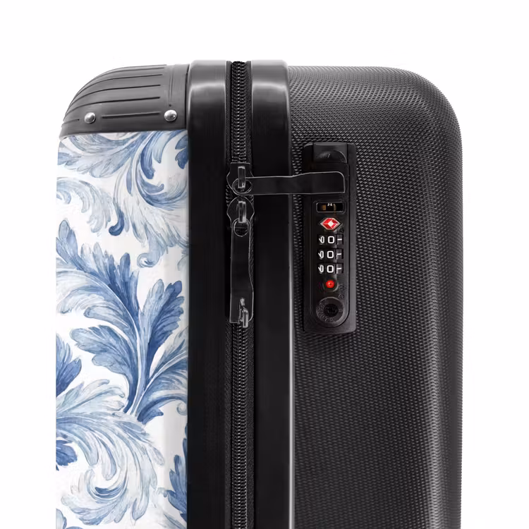 Suitcase - Baroque leaves pattern blue — 6