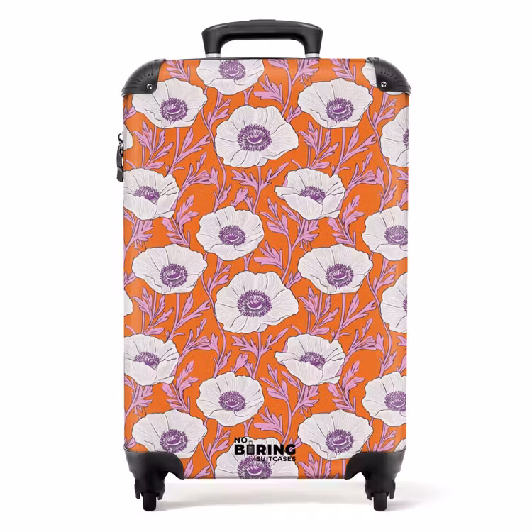 Suitcase with name - Flowers - Graphic - Orange — 1