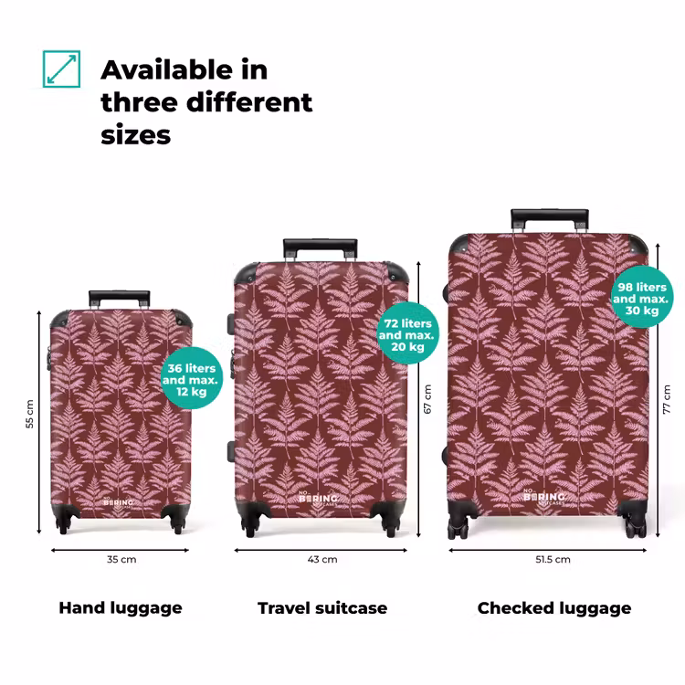 Suitcase with name - Leaf - Pattern - Purple — 3