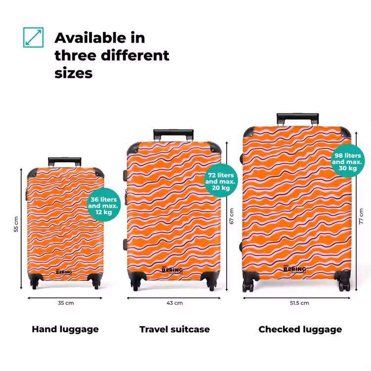 Suitcase with name - Retro - Wavy - Orange — 3
