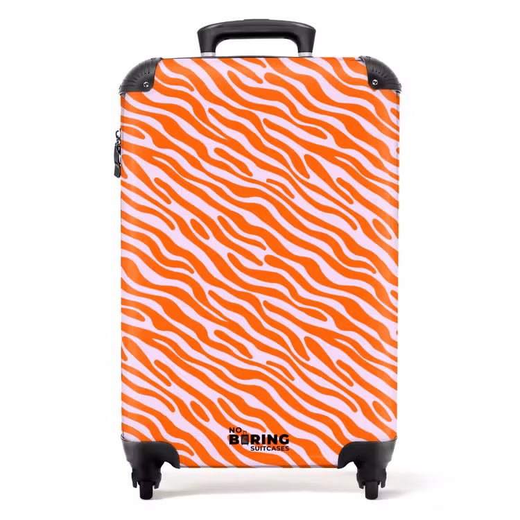 Suitcase with name - Stripes - Dynamic - Orange — 1