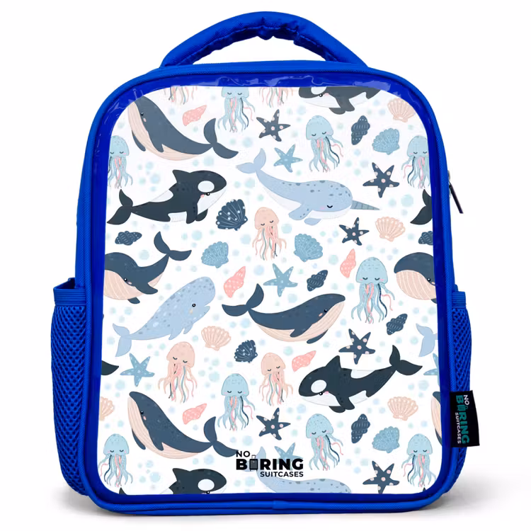 Kids backpack - Blue - Ocean animals colorful — 1