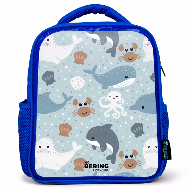 Kids backpack - Blue - Sea animals pattern colorful — 1