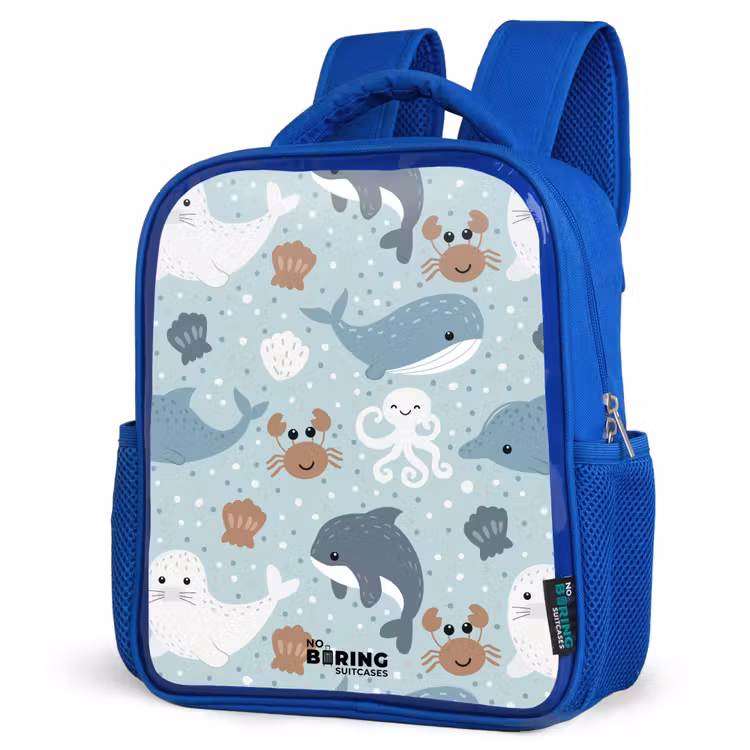Kids backpack - Blue - Sea animals pattern colorful — 3