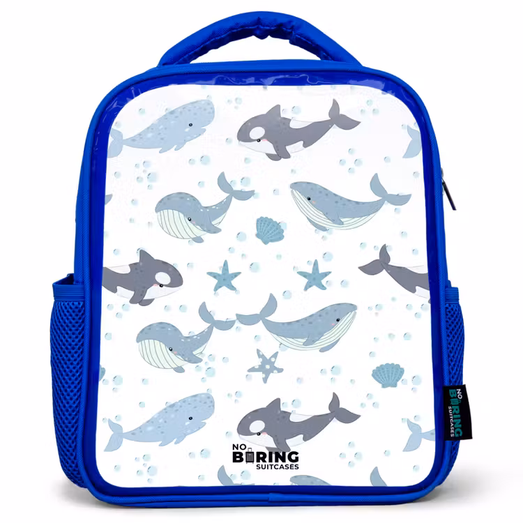 Kids backpack - Blue - Whale pattern with shells blue — 1