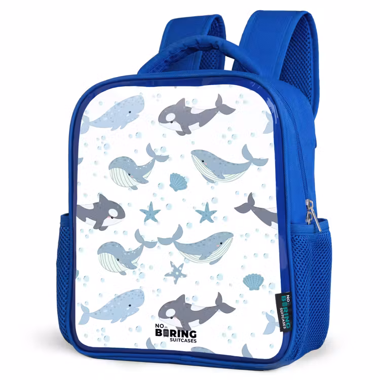 Kids backpack - Blue - Whale pattern with shells blue — 3