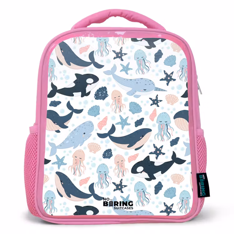 Kids backpack - Pink - Ocean animals colorful — 1