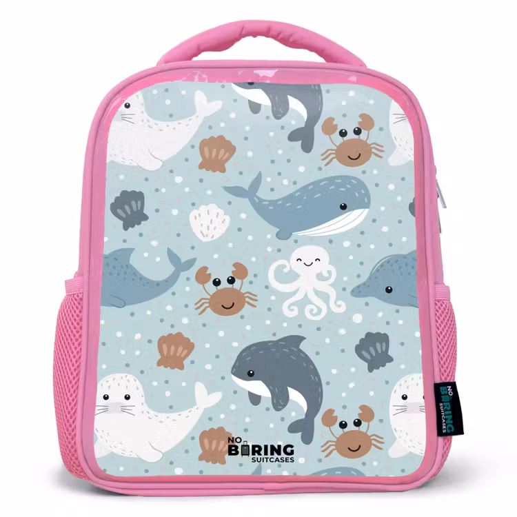 Kids backpack - Pink - Sea animals pattern colorful — 1