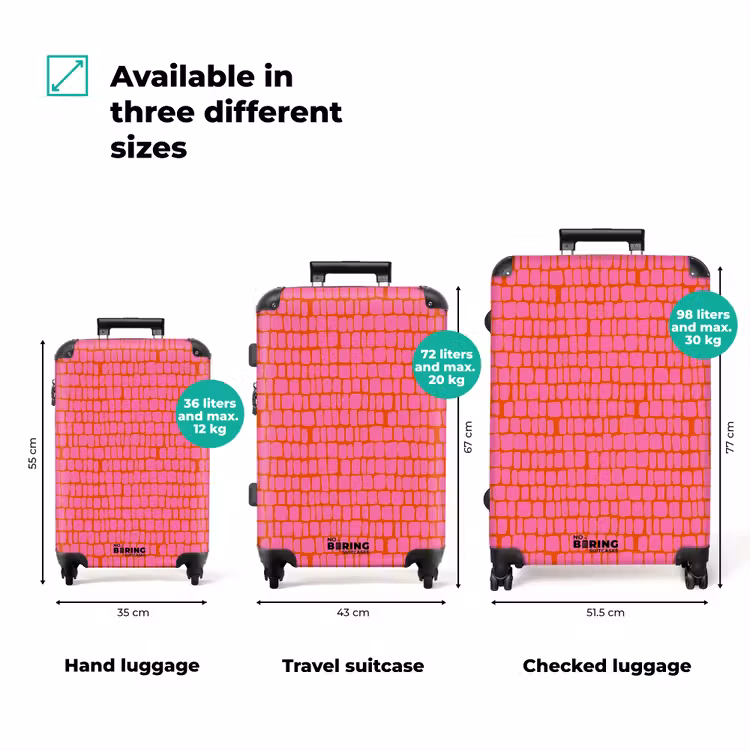 Suitcase with name - Organic - Grid - Pink — 3