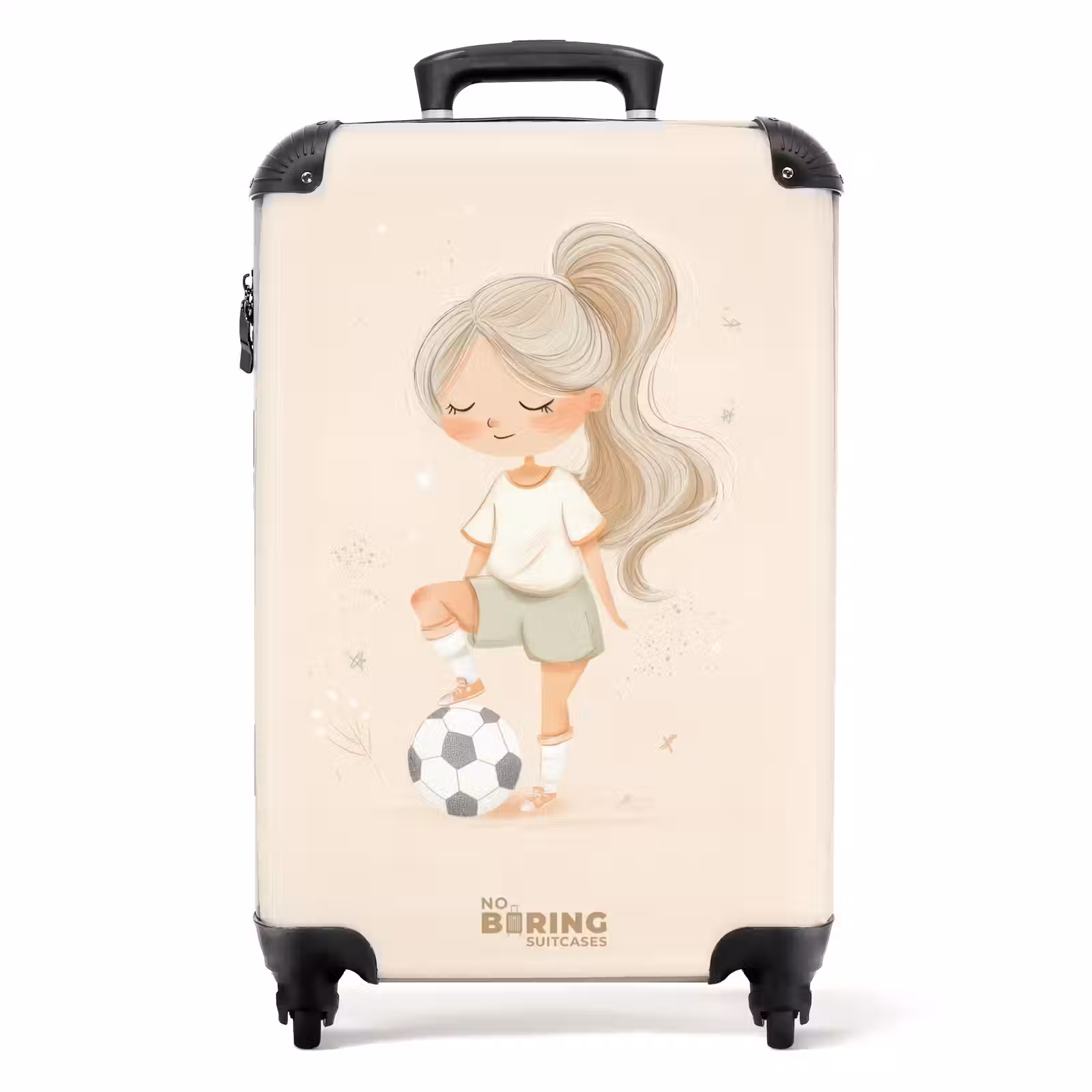 Suitcase - Girl with a soccer ball in beige colors — 1