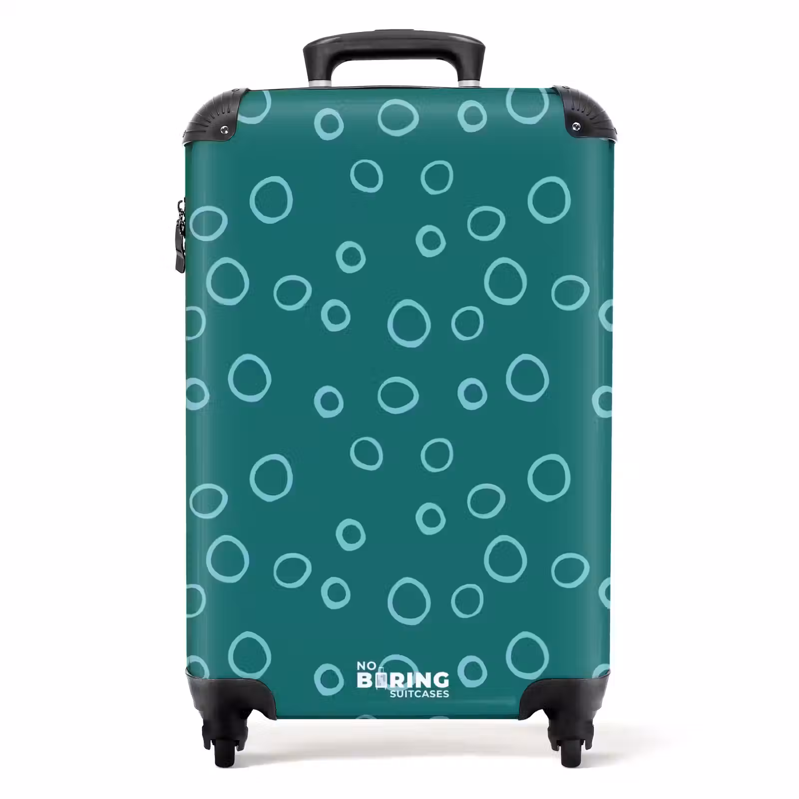 Suitcase - Light blue circles on dark green background — 1