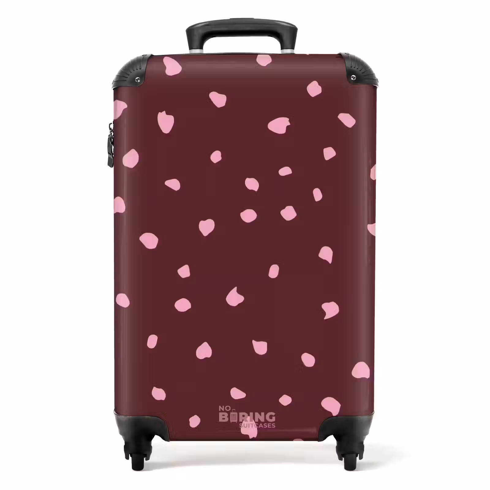 Suitcase - Pink spots on bordeaux colored background — 1