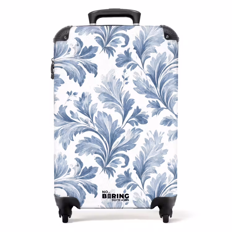 Suitcase - Baroque leaves pattern blue — 1