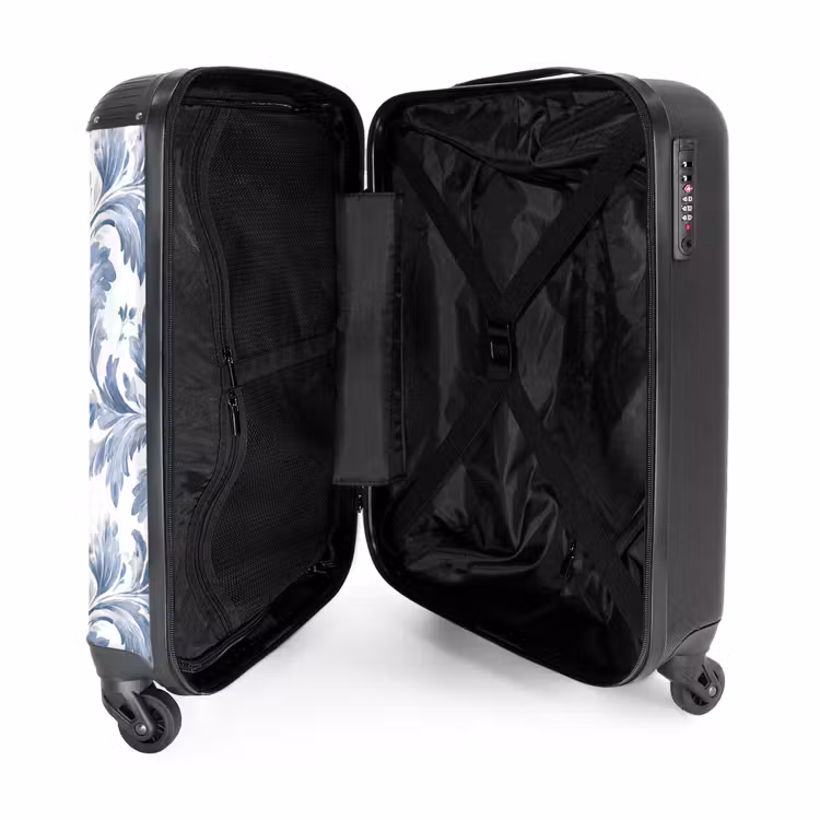 Suitcase - Baroque leaves pattern blue — 3