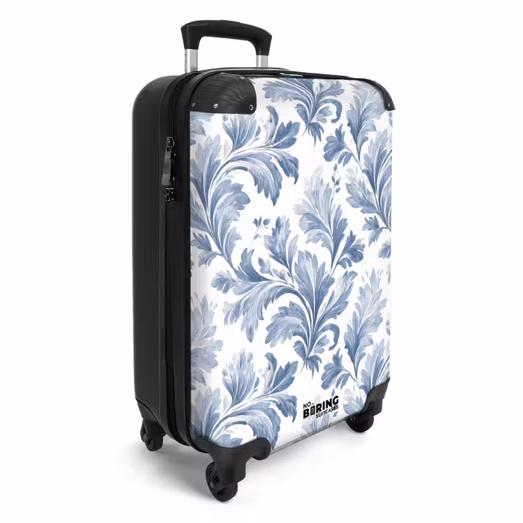Suitcase - Baroque leaves pattern blue — 4