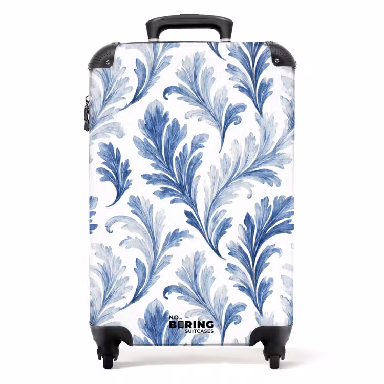 Suitcase - Baroque leaves pattern blue — 1