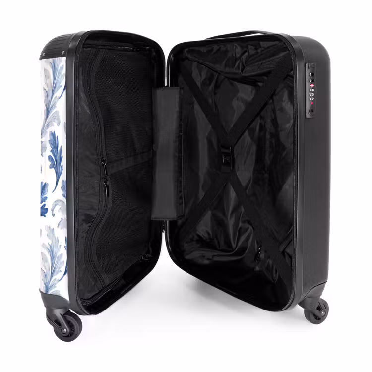 Suitcase - Baroque leaves pattern blue — 3