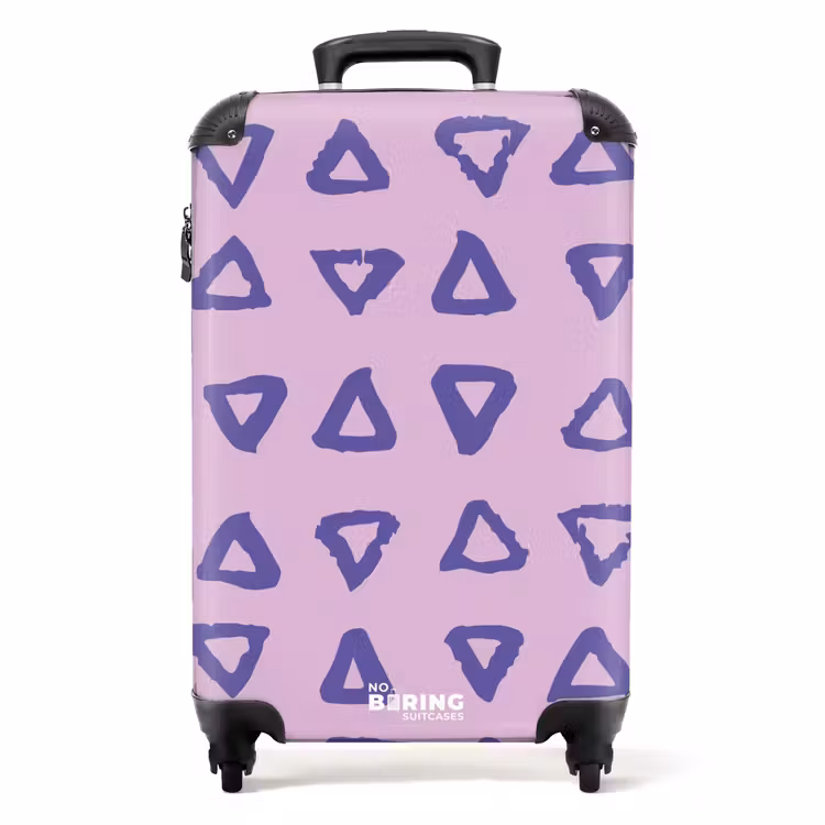 Suitcase - Blue, triangular outline on lavender pink background — 1