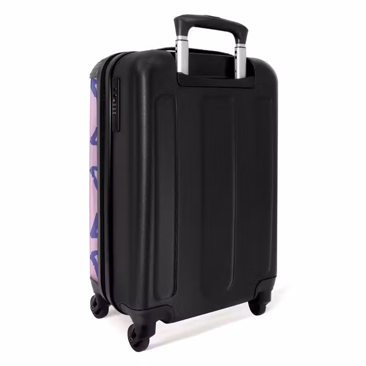 Suitcase - Blue, triangular outline on lavender pink background — 2
