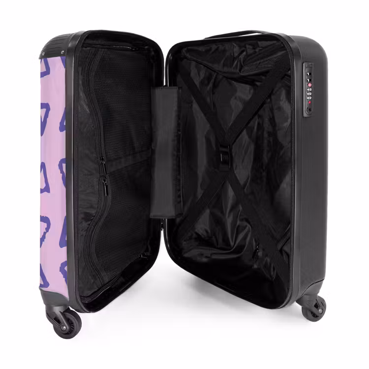 Suitcase - Blue, triangular outline on lavender pink background — 3