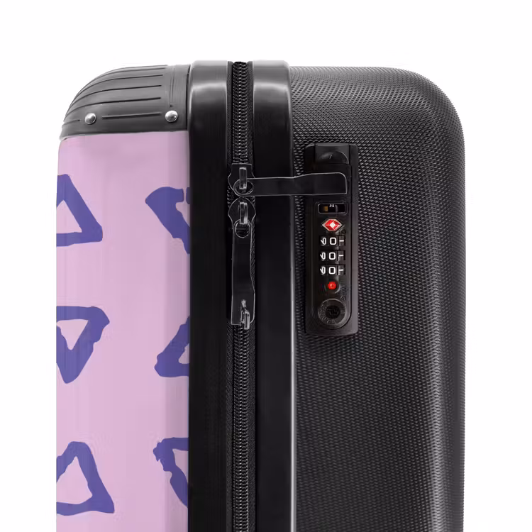 Suitcase - Blue, triangular outline on lavender pink background — 5