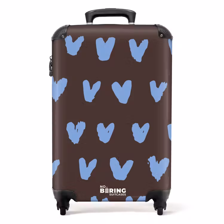 Suitcase - Dark brown background with heart-like shapes — 1