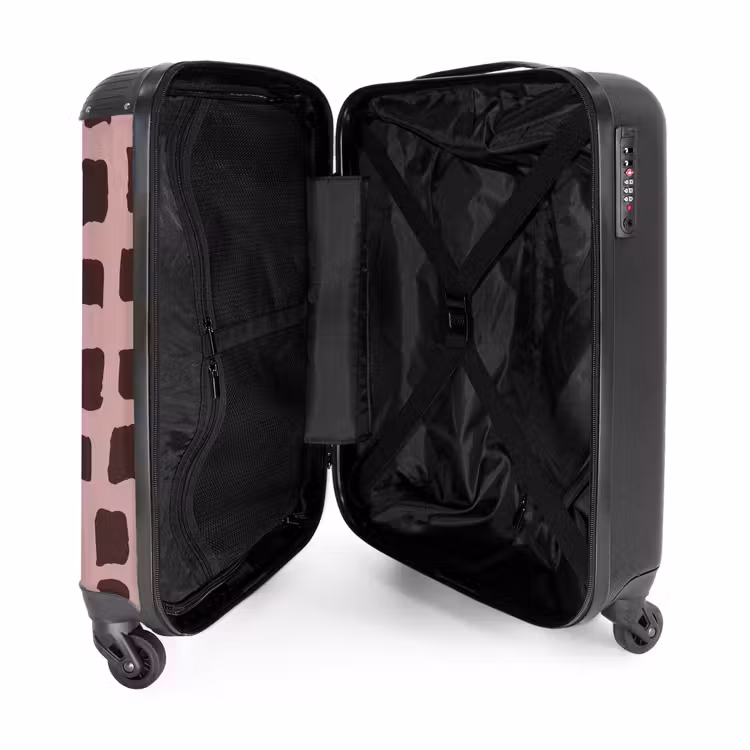 Suitcase - Dark brown block shapes on old pink background — 3