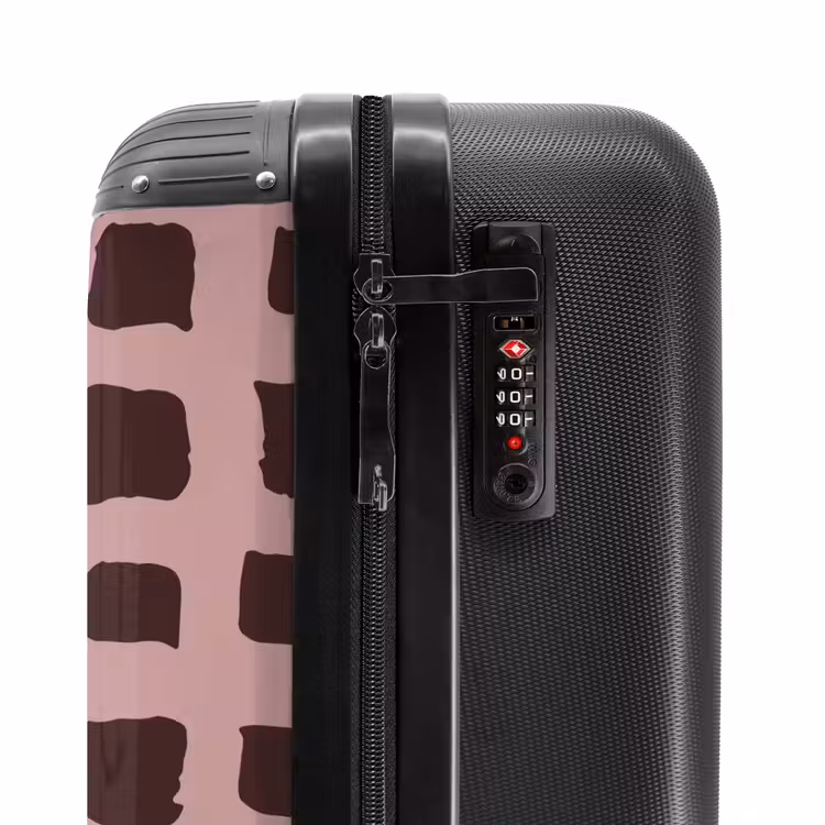 Suitcase - Dark brown block shapes on old pink background — 5