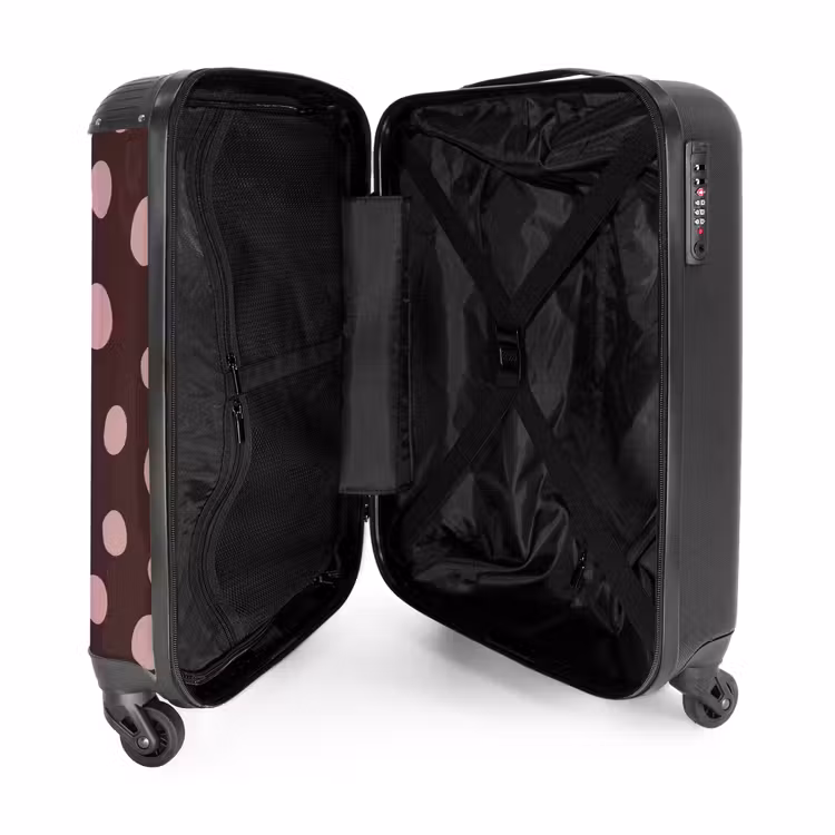 Suitcase - Deep brown background with pink dots — 3