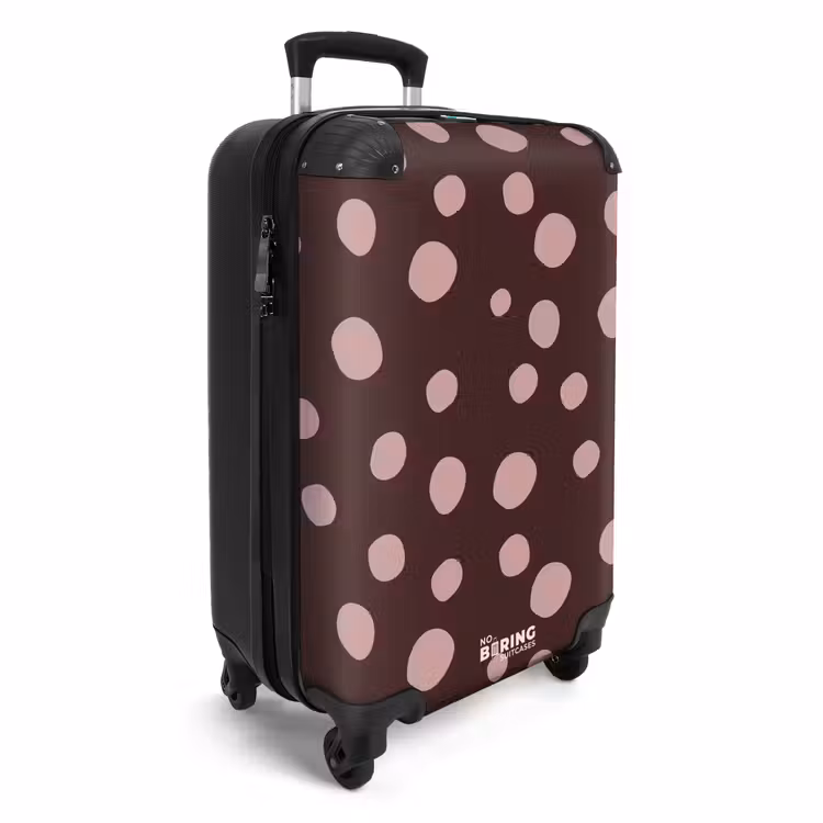 Suitcase - Deep brown background with pink dots — 4