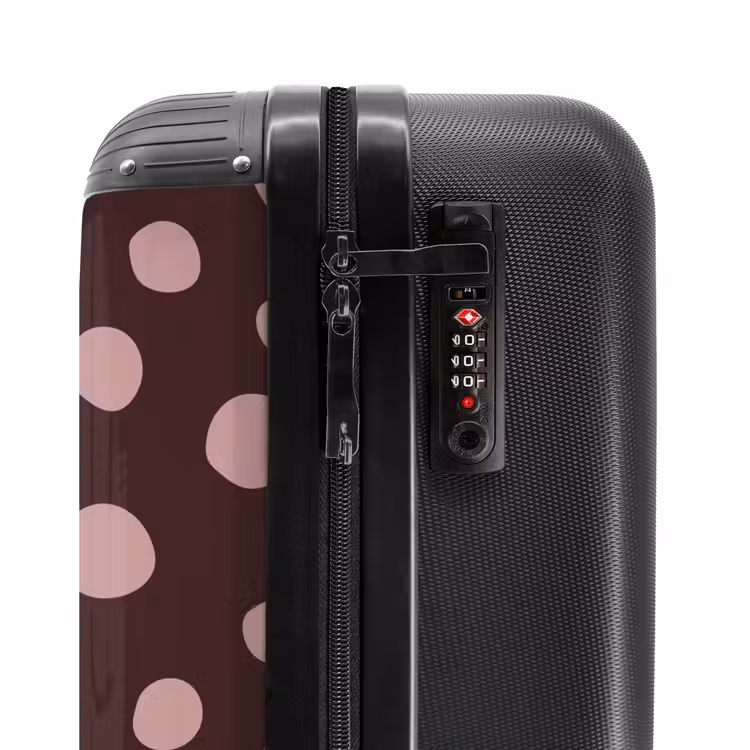 Suitcase - Deep brown background with pink dots — 5