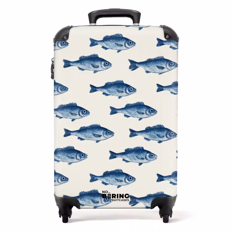 Suitcase - Fish - Pattern - Blue — 1