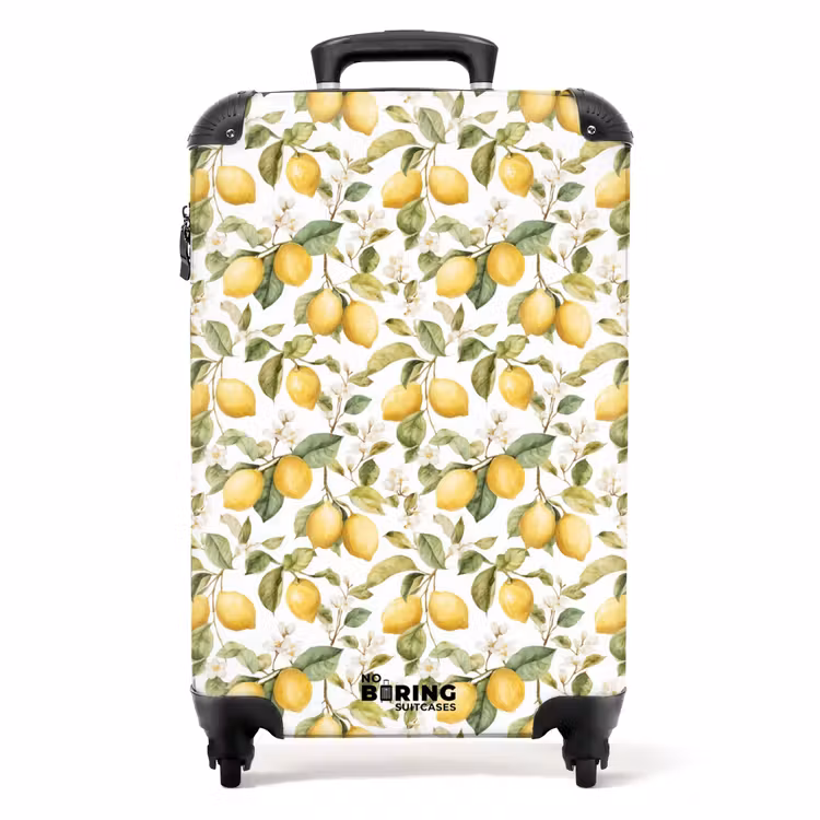 Suitcase - Lemons pattern yellow green — 1