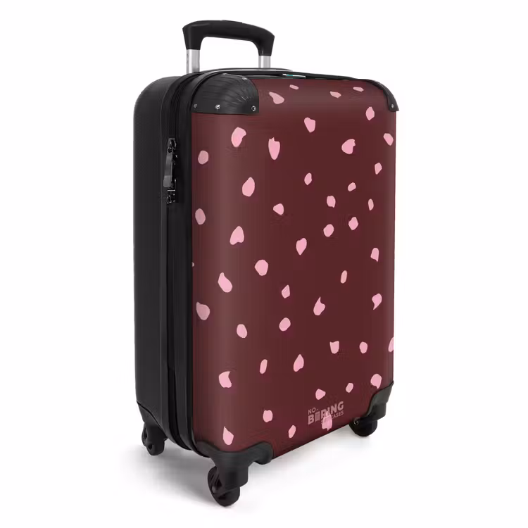 Suitcase - Pink spots on bordeaux colored background — 4