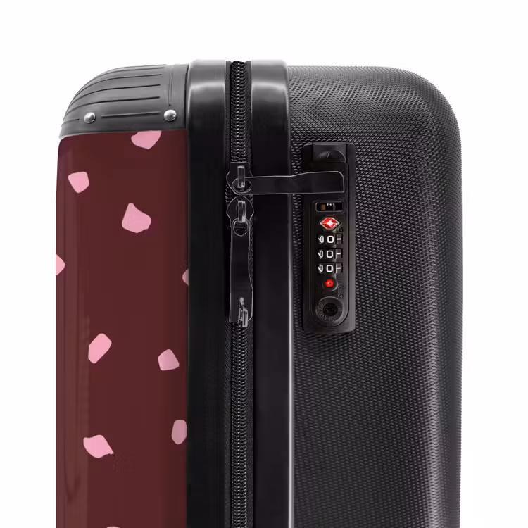 Suitcase - Pink spots on bordeaux colored background — 5