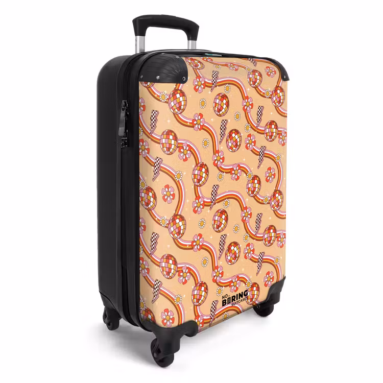 Suitcase - Retro disco 70s flower pattern colorful — 4