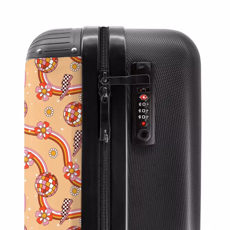 Suitcase - Retro disco 70s flower pattern colorful — 5