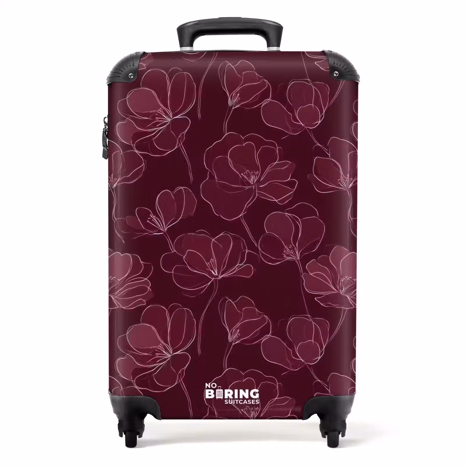 Suitcase - Flowers - Pattern - Burgundy — 1
