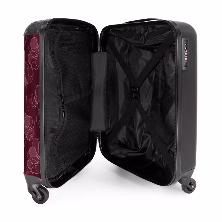 Suitcase - Flowers - Pattern - Burgundy — 3