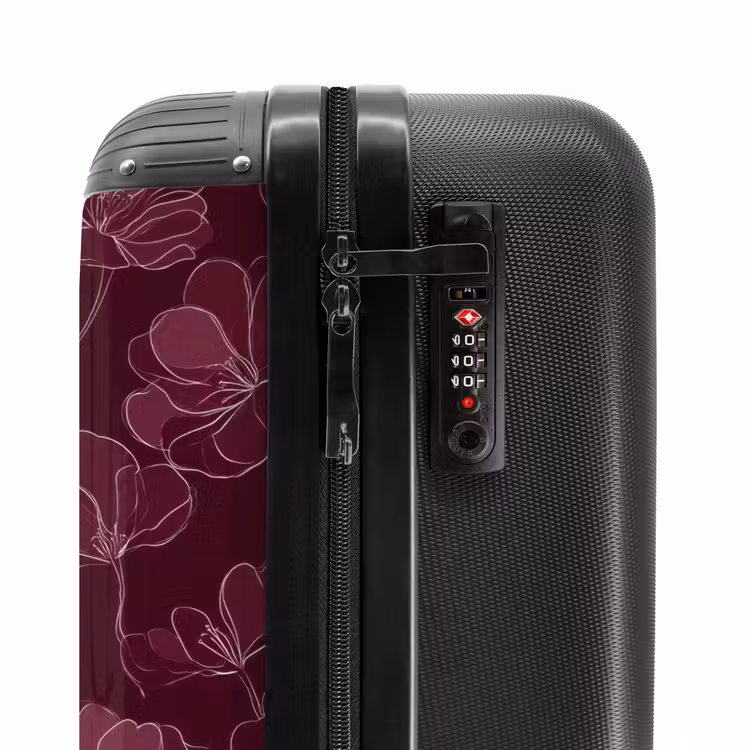 Suitcase - Flowers - Pattern - Burgundy — 5