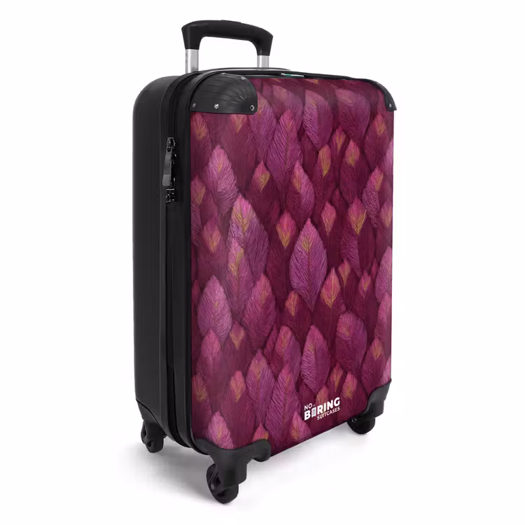 Suitcase - Leaves - Pattern - Burgundy — 4