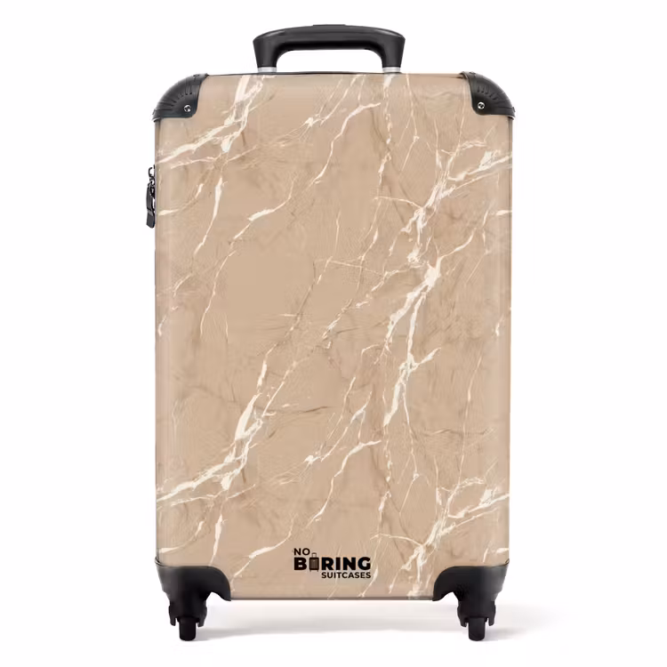 Suitcase - Beige - Marble - Organic - White — 1
