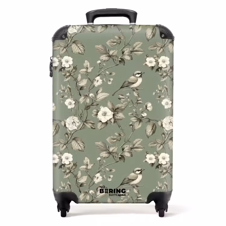 Suitcase - Botanical - Birds - Green — 1