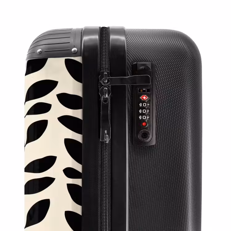 Suitcase - Botanical - Pattern - Black - Beige — 5